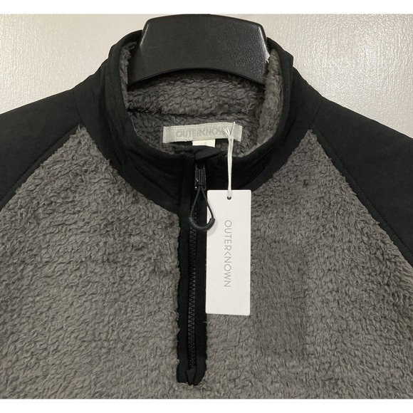 Outerknown Men's Large 1/4 Zip Soft Sherpa Skyline Fleece Pullover Sweater NWT - Picture 2 of 9